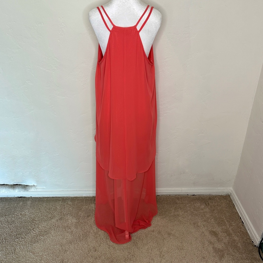 B. Smart Hi/Lo Chiffon Salmon-Colored Dress- Size 14 - Picture 9 of 15